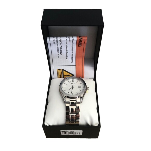 TFX Bulova 36B100 Stainless Steel Silver Tone Date White Dial Men's Watch New - Picture 1 of 5